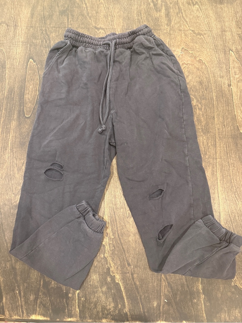 Zara Black Distressed Jogger Pants - Casual Drawstring Sweatpants